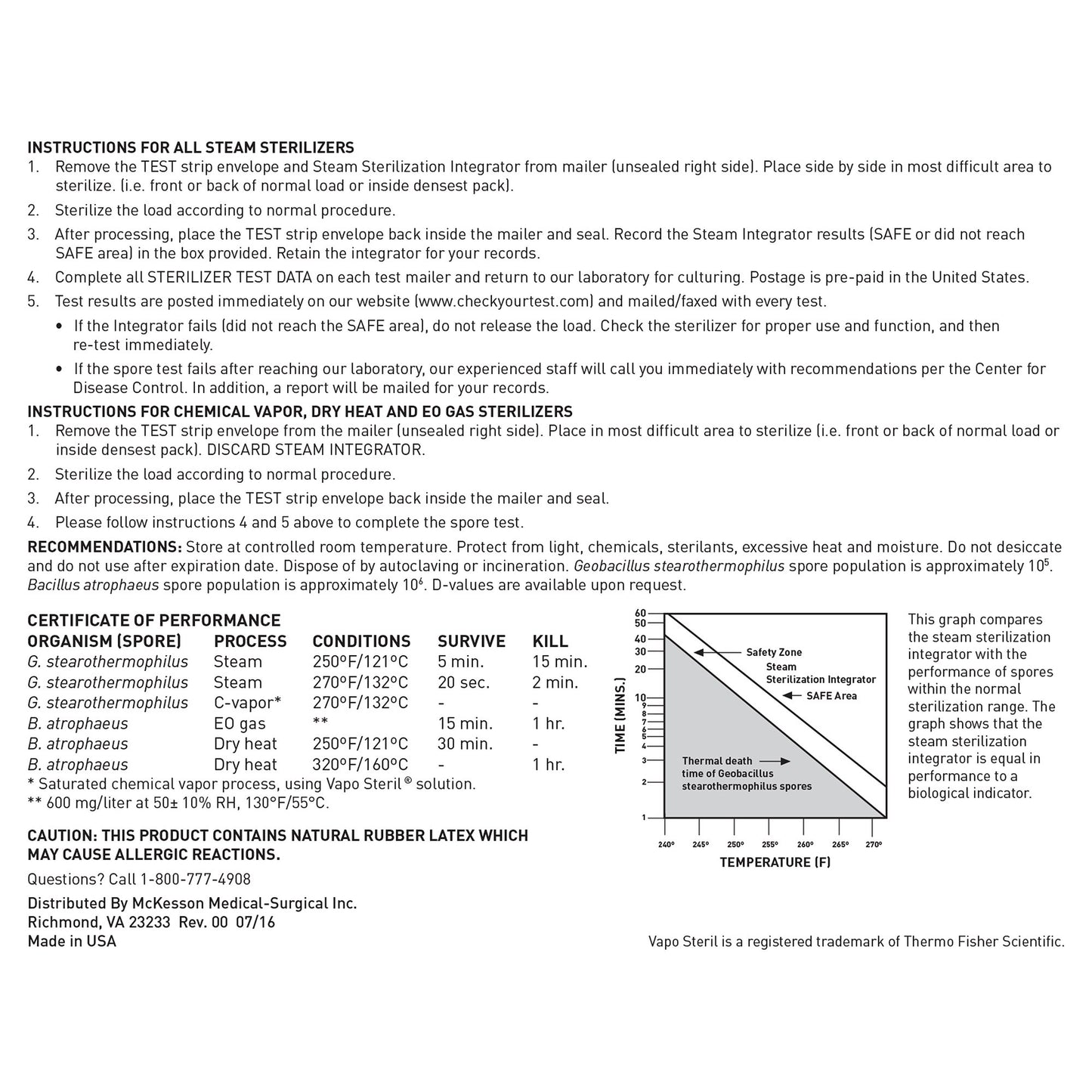 McKesson Sterilizer Monitoring Mail-In Service Steam / EO Gas / Dry Heat / Chemical Vapor (524532_BX)