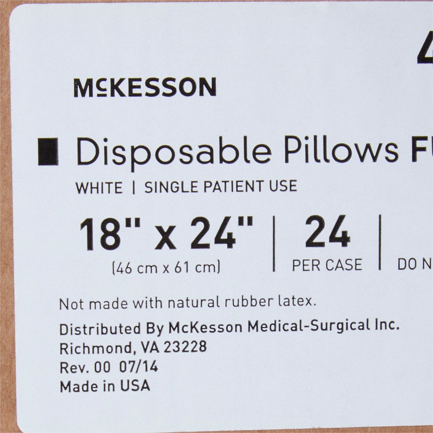 McKesson Bed Pillow 18 X 24 Inch White Single Patient Use (939589_CS)