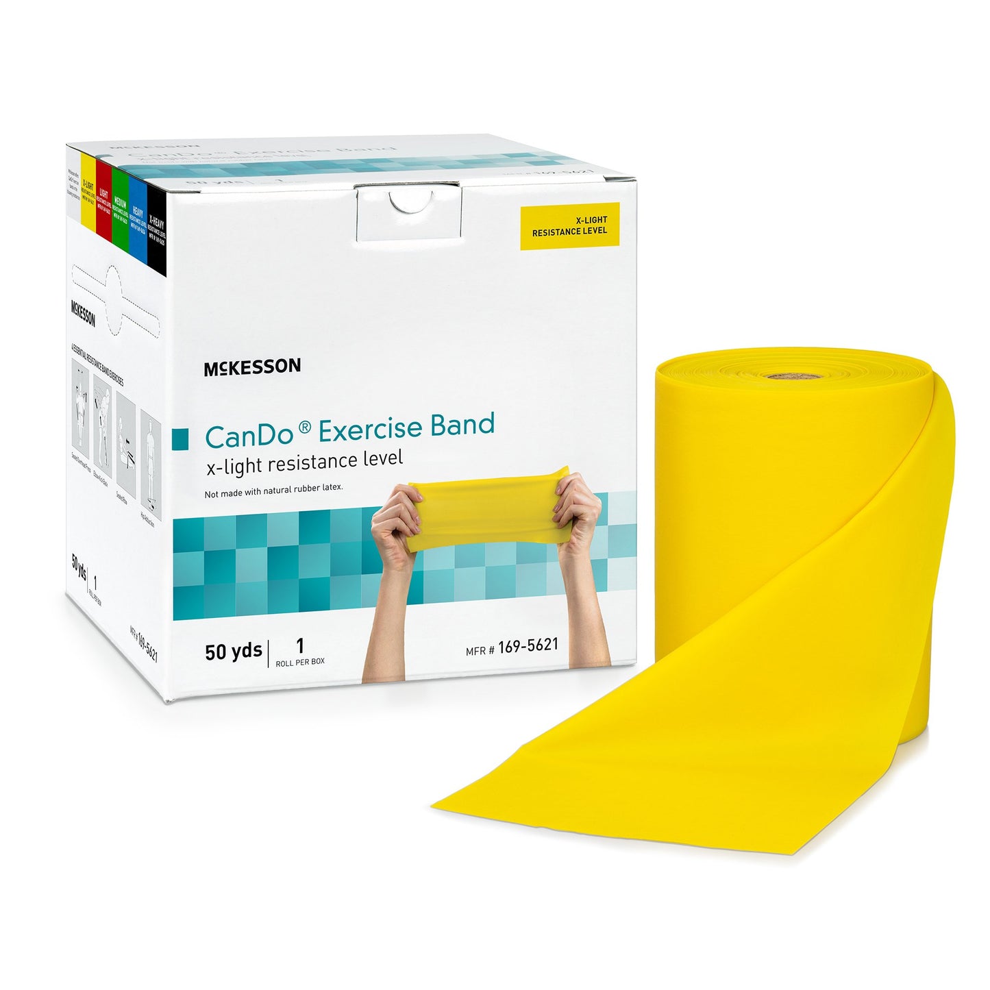 McKesson CanDo® Exercise Resistance Band Yellow 5 Inch X 50 Yard X-Light Resistance (1199528_EA)