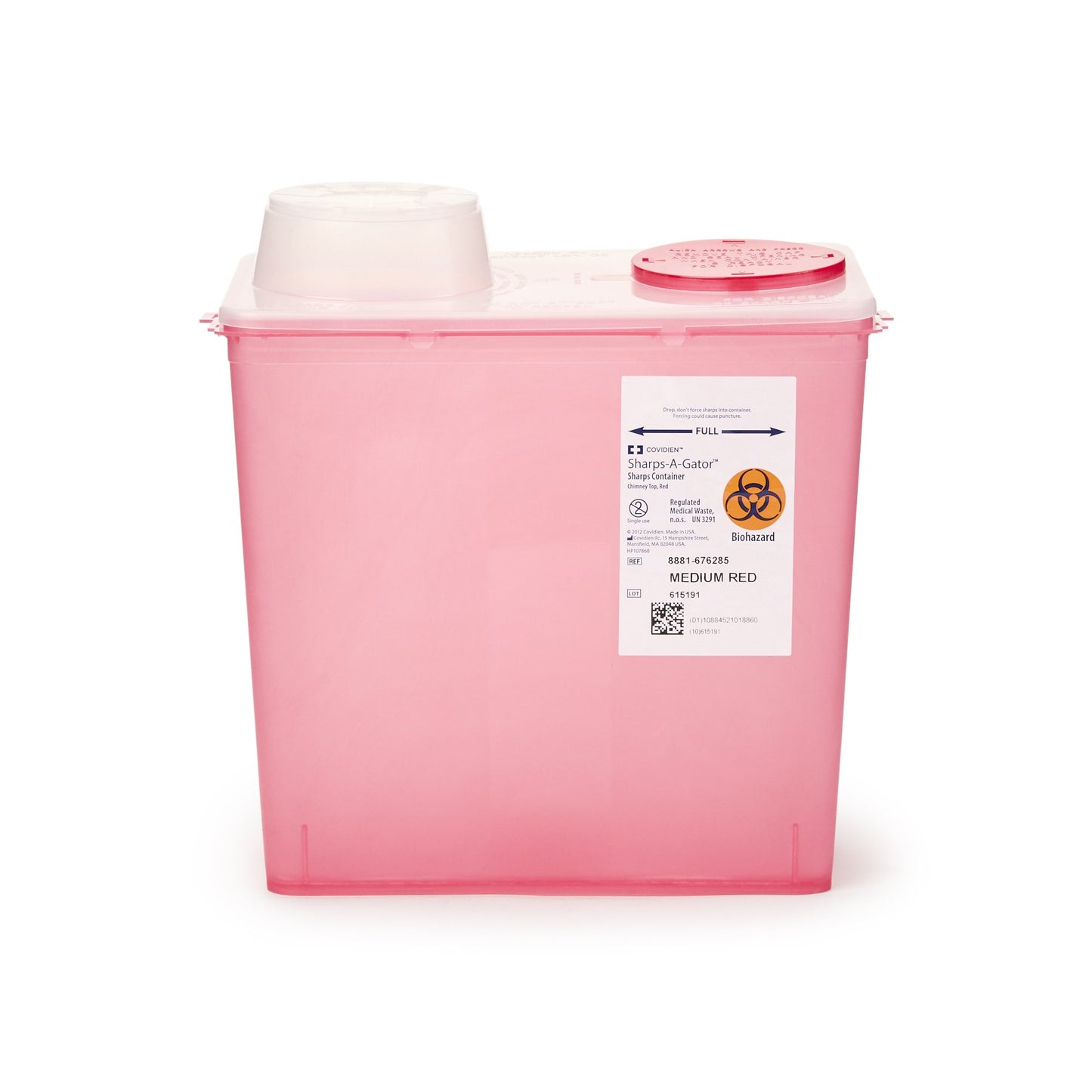 Monoject™ Sharps Container Red Base 10-9/10 H X 10-1/2 W X 6-3/4 D Inch Vertical Entry 2 Gallon (150987_EA)