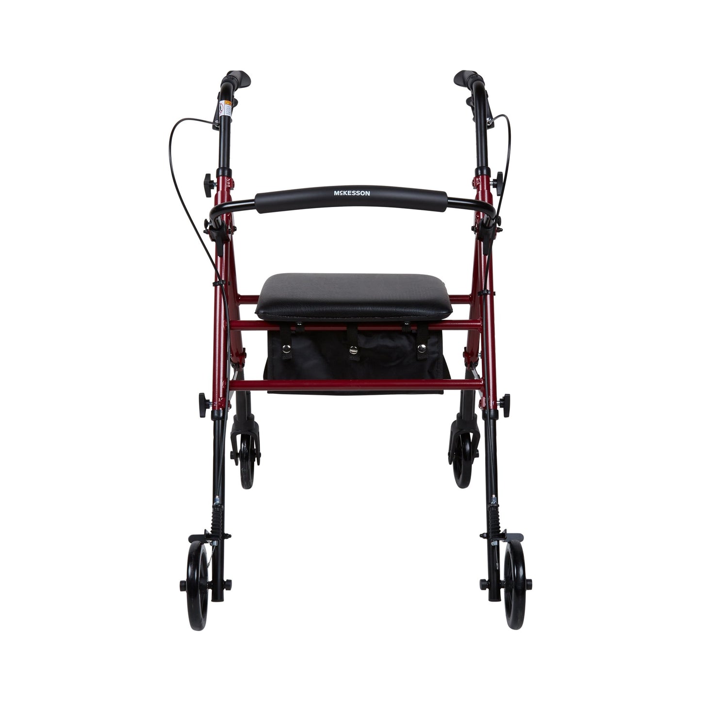 McKesson 4 Wheel Rollator Red Adjustable Height / Folding Aluminum Frame (1095248_EA)