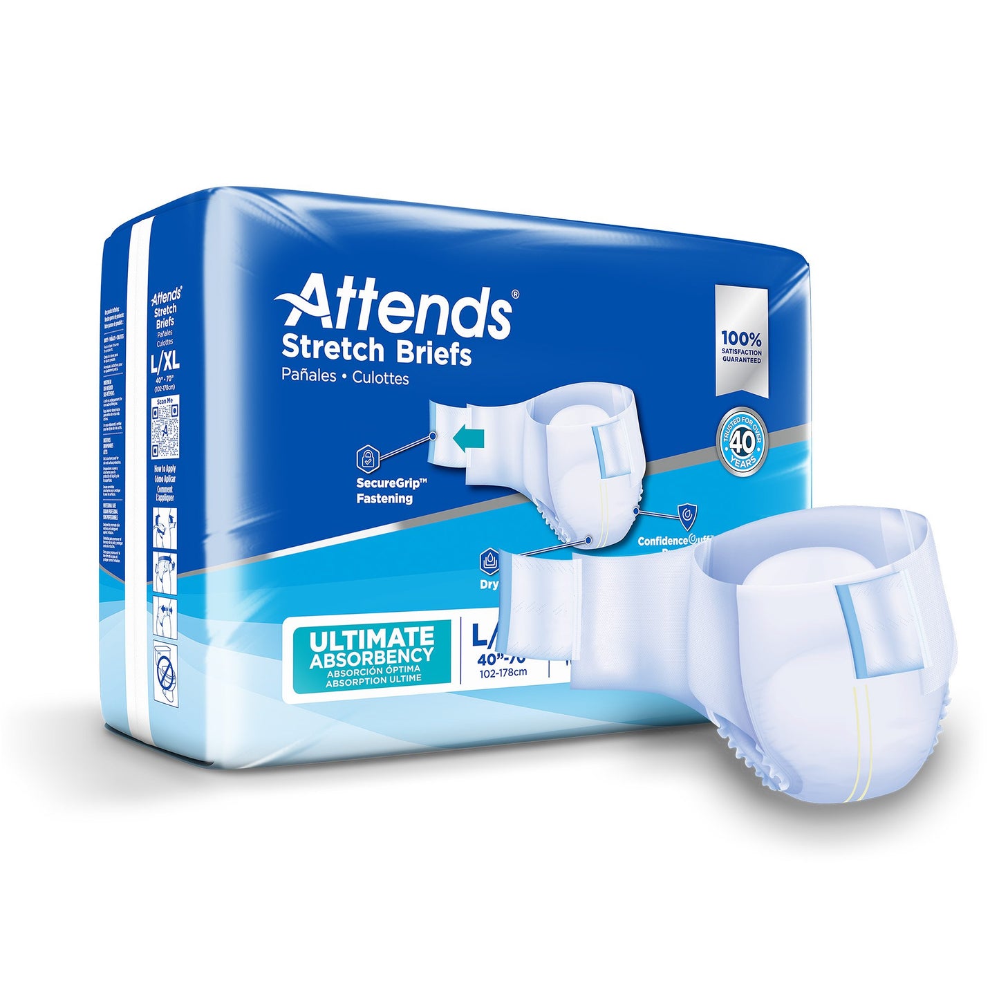 Attends® Stretch Unisex Adult Incontinence Brief Large / X-Large Disposable Heavy Absorbency (981738_BG)