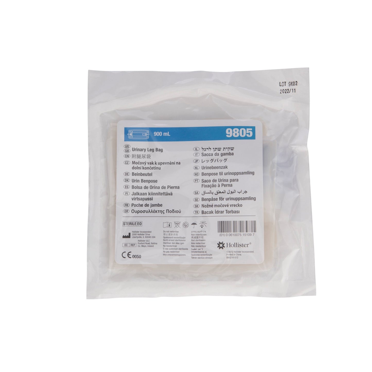 Hollister Urinary Leg Bag Anti-Reflux Valve Sterile 900 mL Vinyl (148675_BX)