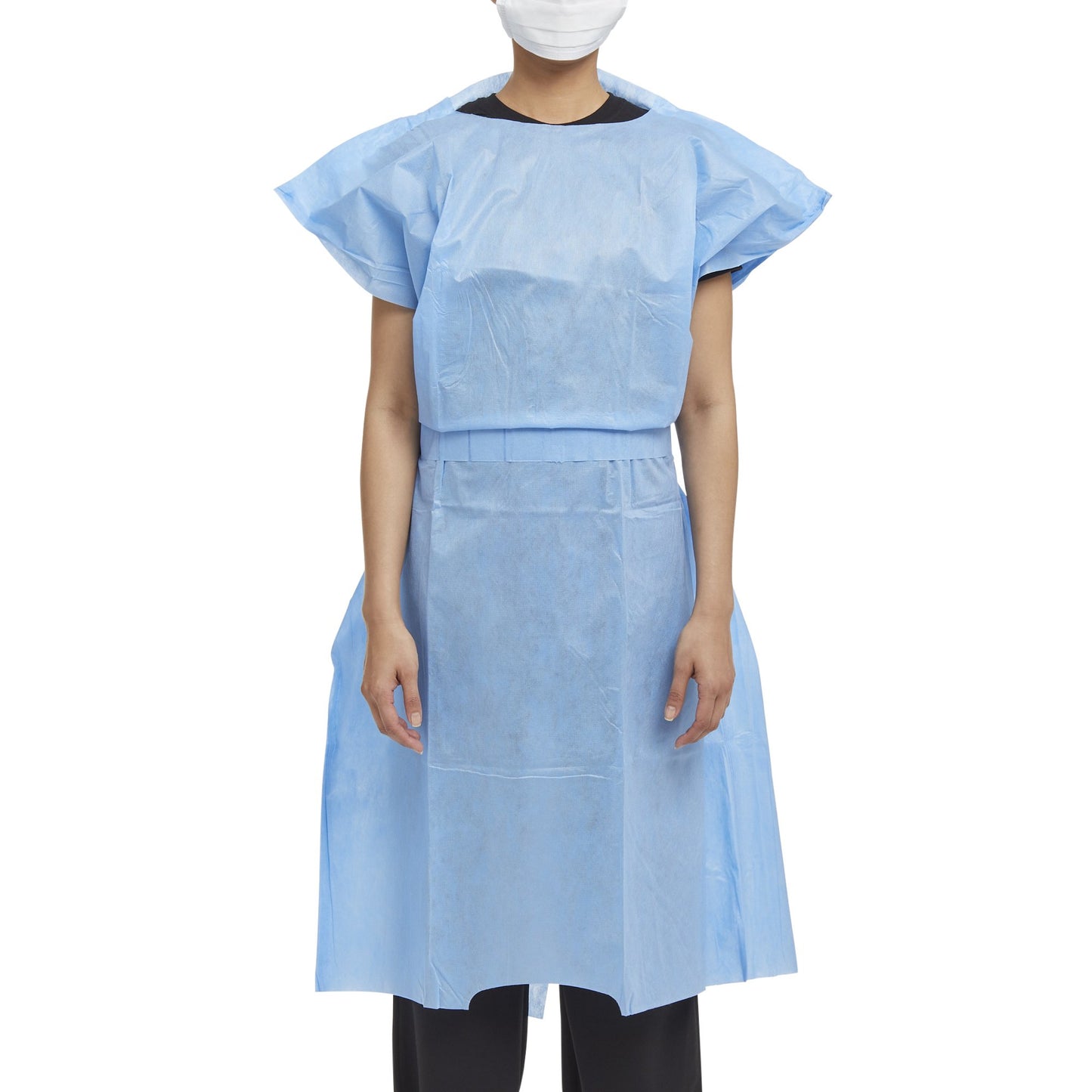 Halyard Patient Exam Gown One Size Fits Most Blue Disposable (937757_BX)