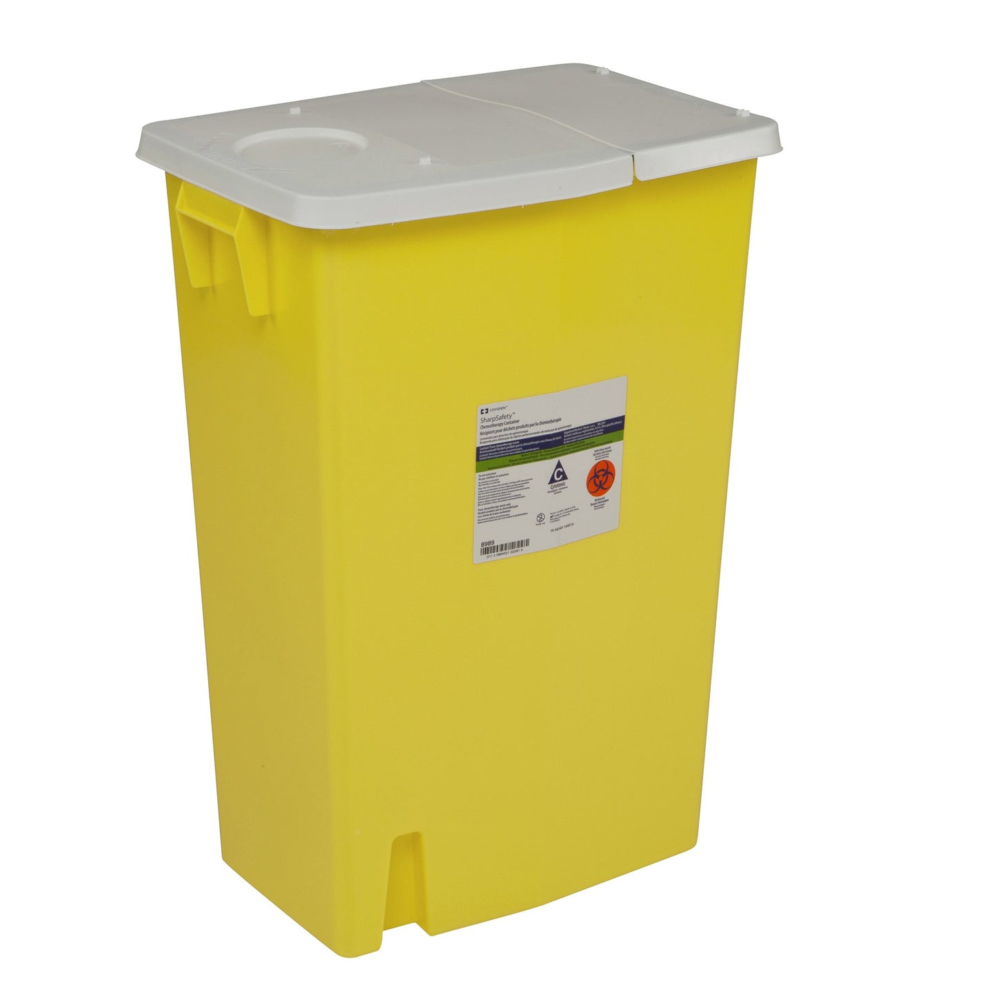 SharpSafety™ Chemotherapy Waste Container Yellow Base 26 H X 18-1/4 W X 12-3/4 D Inch Horizontal Entry 18 Gallon (199289_CS)