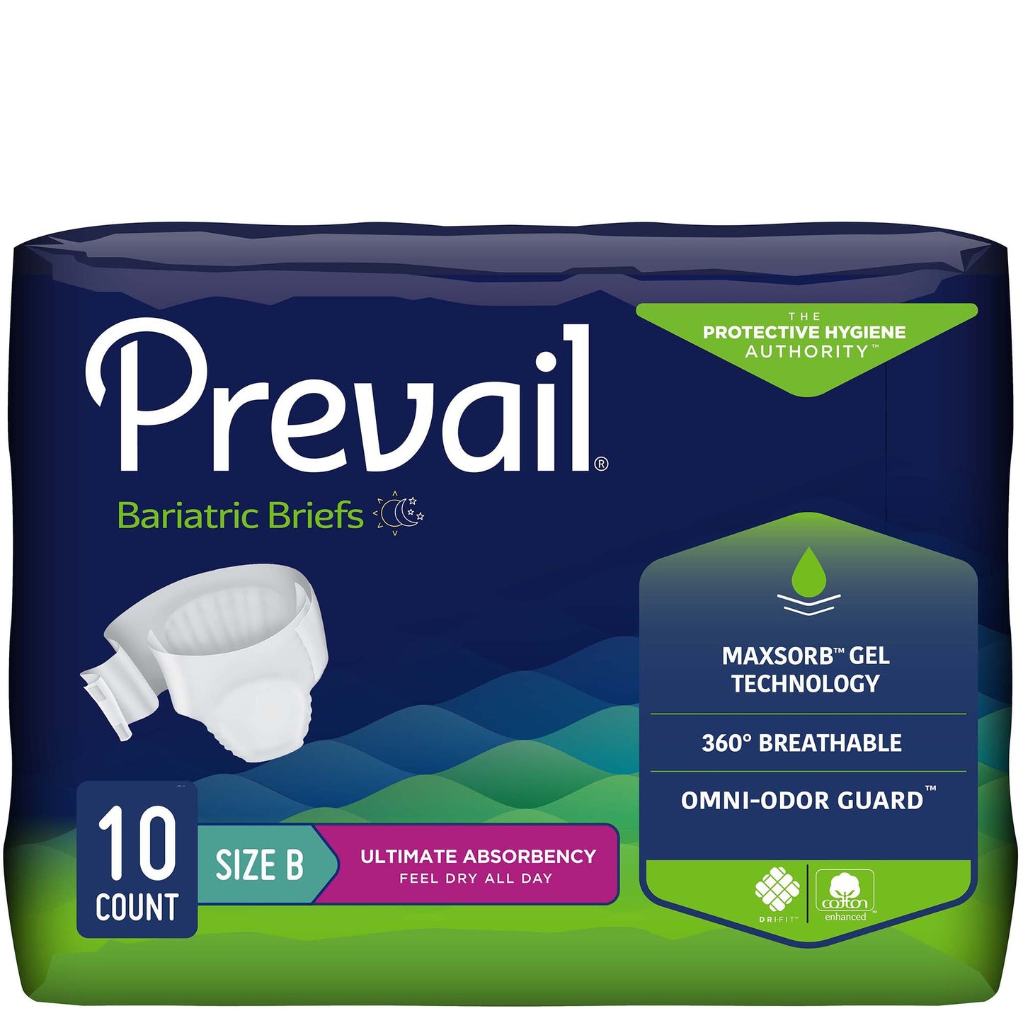 Prevail® Bariatric Unisex Adult Incontinence Brief Bariatric Size B Disposable Heavy Absorbency (707285_BG)