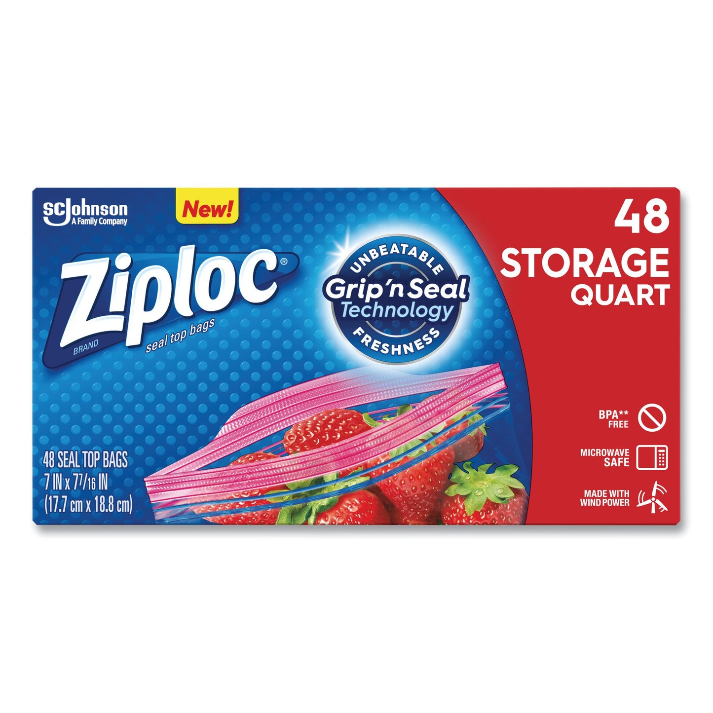 Ziploc® Reclosable Bag 7 X 7-7/16 Inch Plastic Clear / White Block Zipper Closure (1121214_BX)