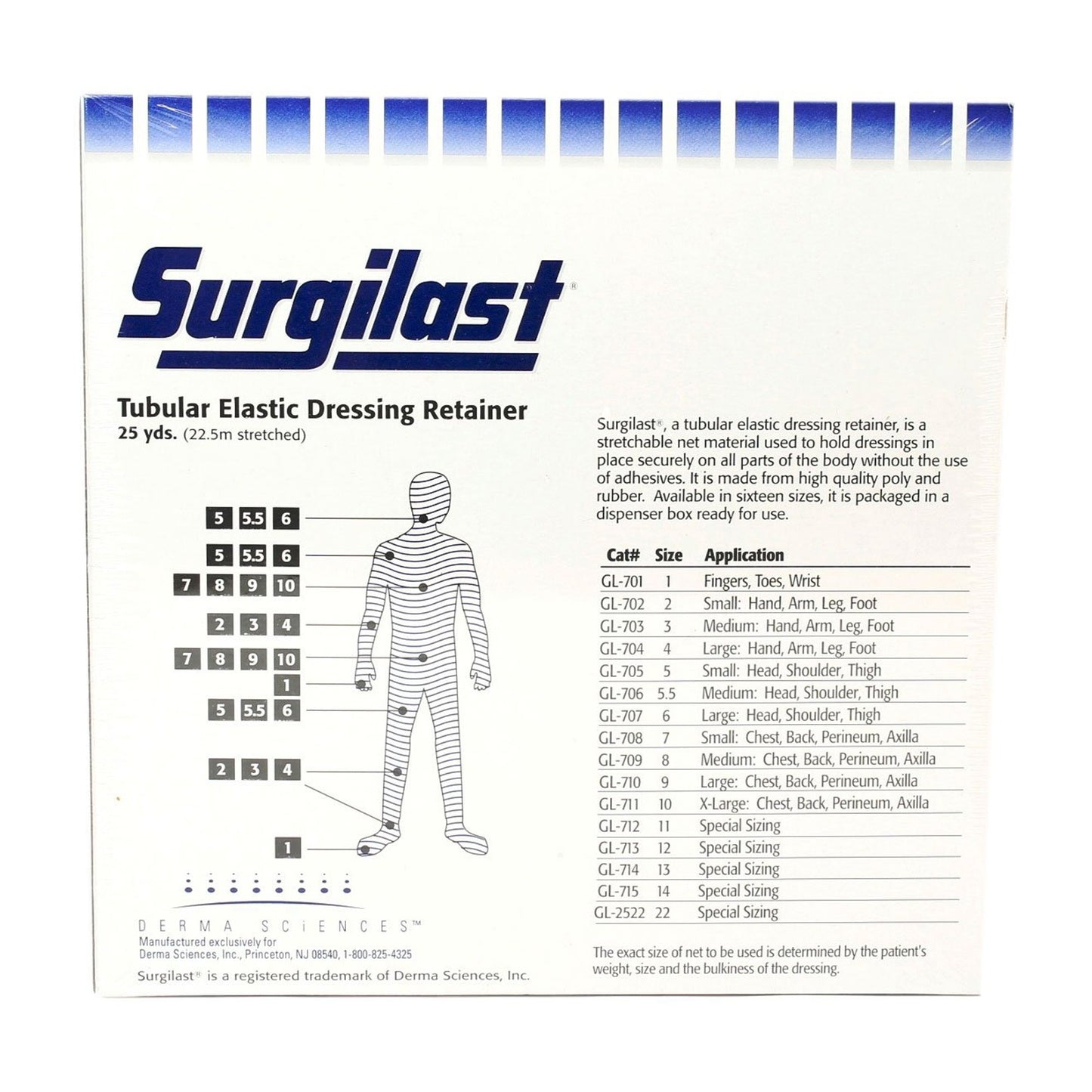 Surgilast® Elastic Net Retainer Dressing Tubular Elastic 25 Yard Size 8 White Medium Chest / Back / Perineum / Axilla NonSterile (450918_RL)