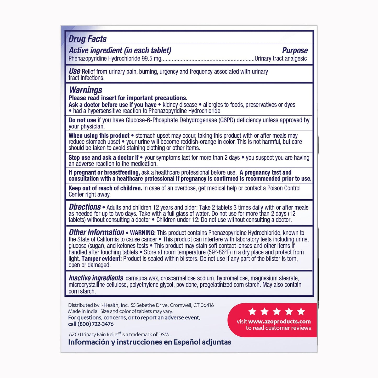 AZO® Maximum Strength Urinary Pain Relief 99.5 mg Strength Phenazopyridine Hydrochloride Tablet 24 per Box (1268926_BX)