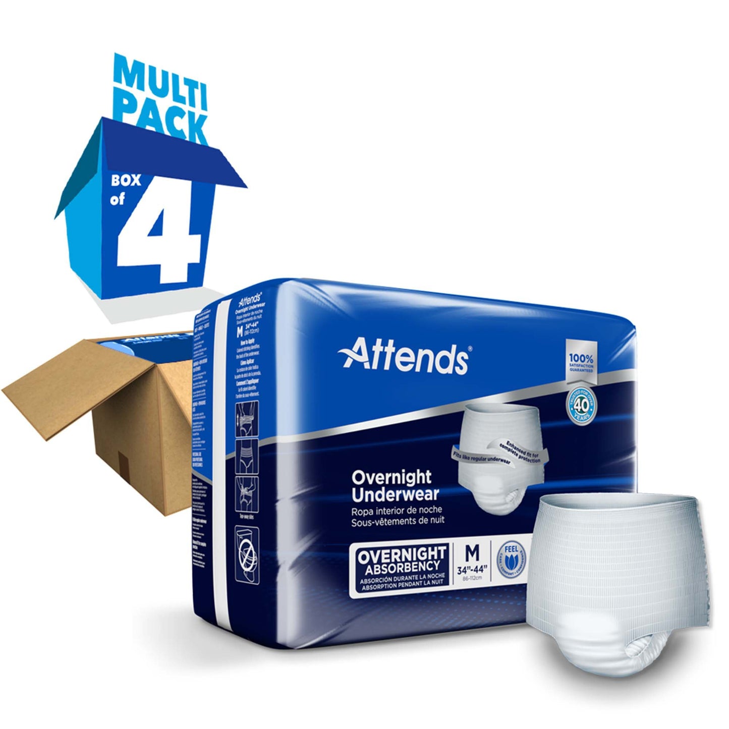 Attends® Overnight Unisex Adult Absorbent Underwear Pull On with Tear Away Seams Medium Disposable Heavy Absorbency (830766_CS)