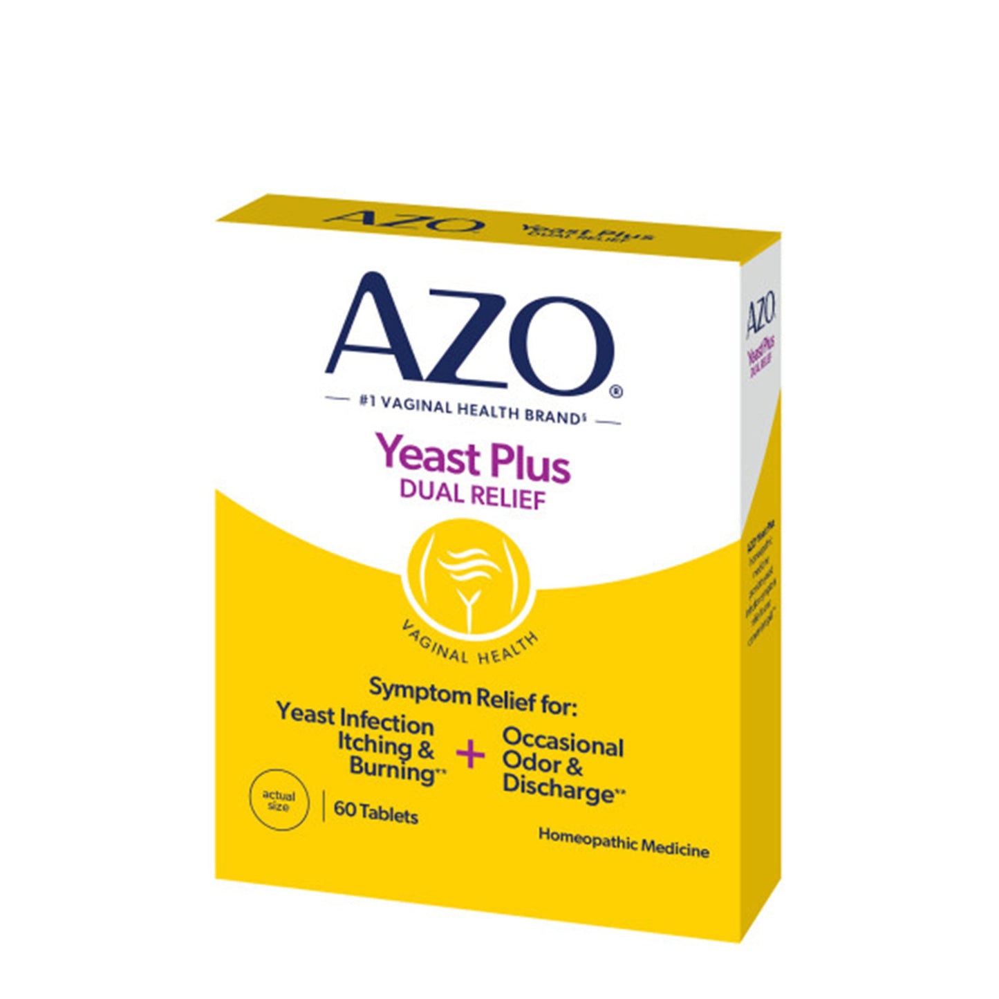 AZO® Yeast® Plus Pain Relief 30X - 30X - 12X -12X Strength Candida Albicans / Kreosotum / Natrium Muriaticum / Sulphur Tablet 60 per Box (1268929_BX)