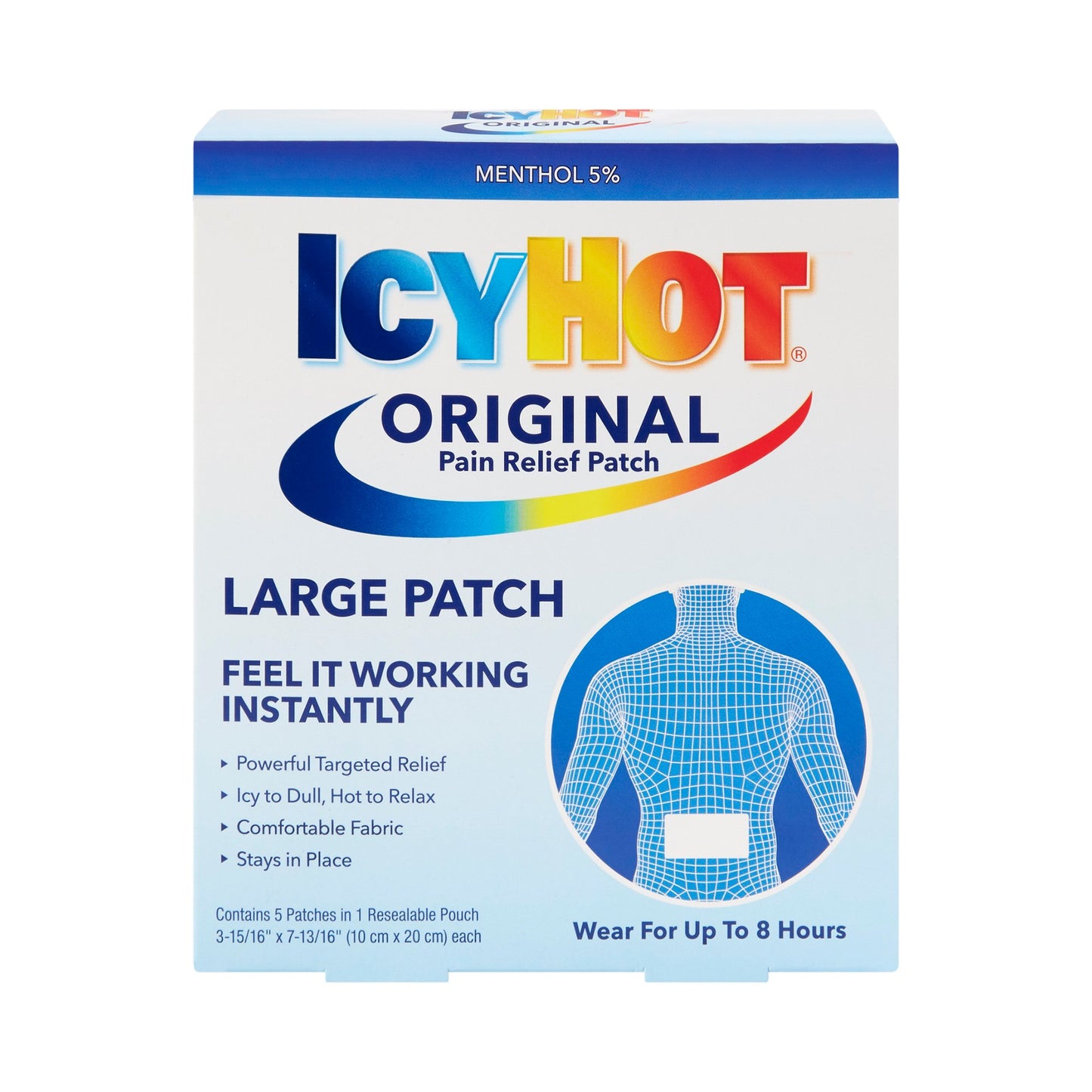Icy Hot® Topical Pain Relief 5% Strength Menthol Patch 5 per Box (489911_PK)