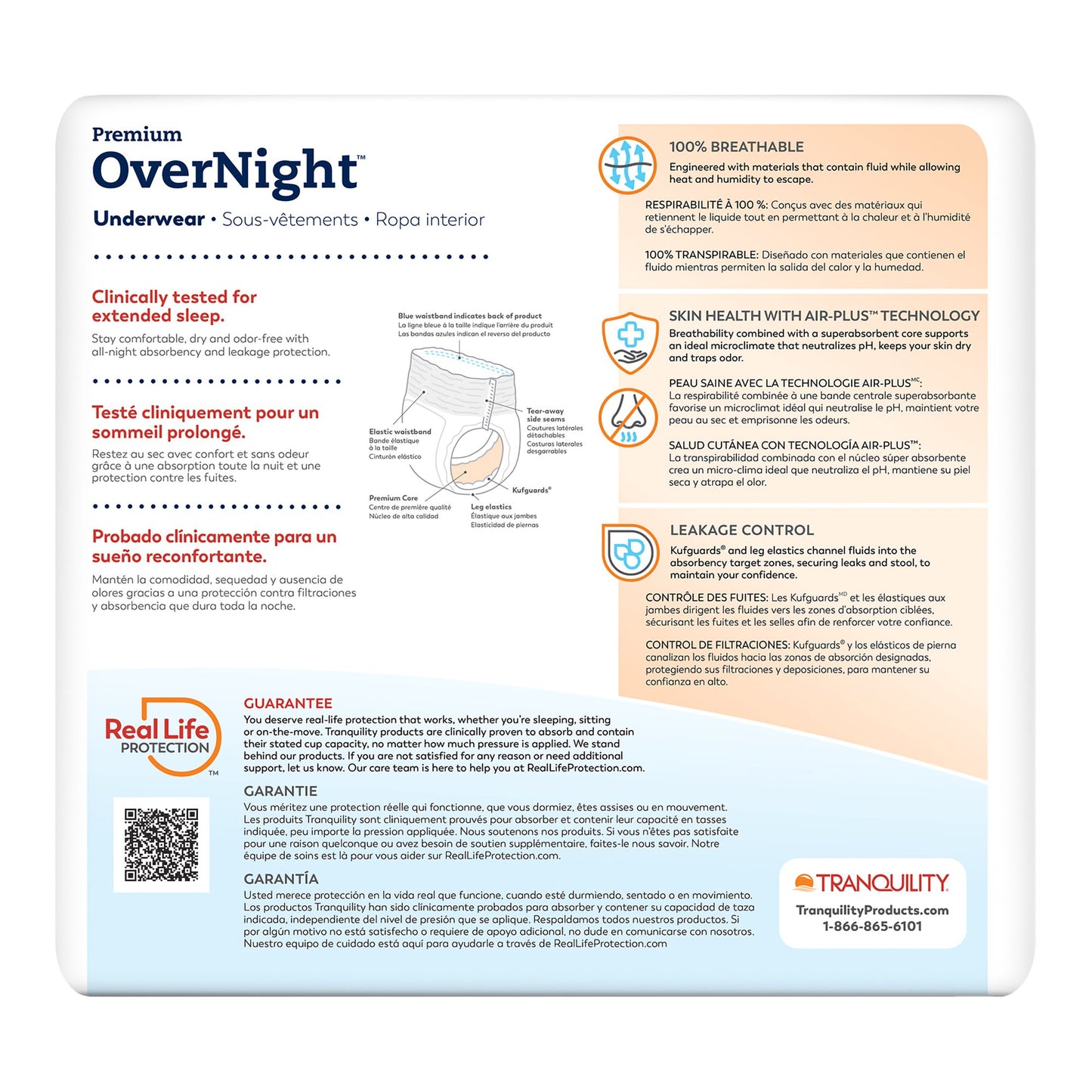 Tranquility® Premium OverNight™ Unisex Adult Absorbent Underwear Pull On with Tear Away Seams X-Small Disposable Heavy Absorbency (695741_CS)