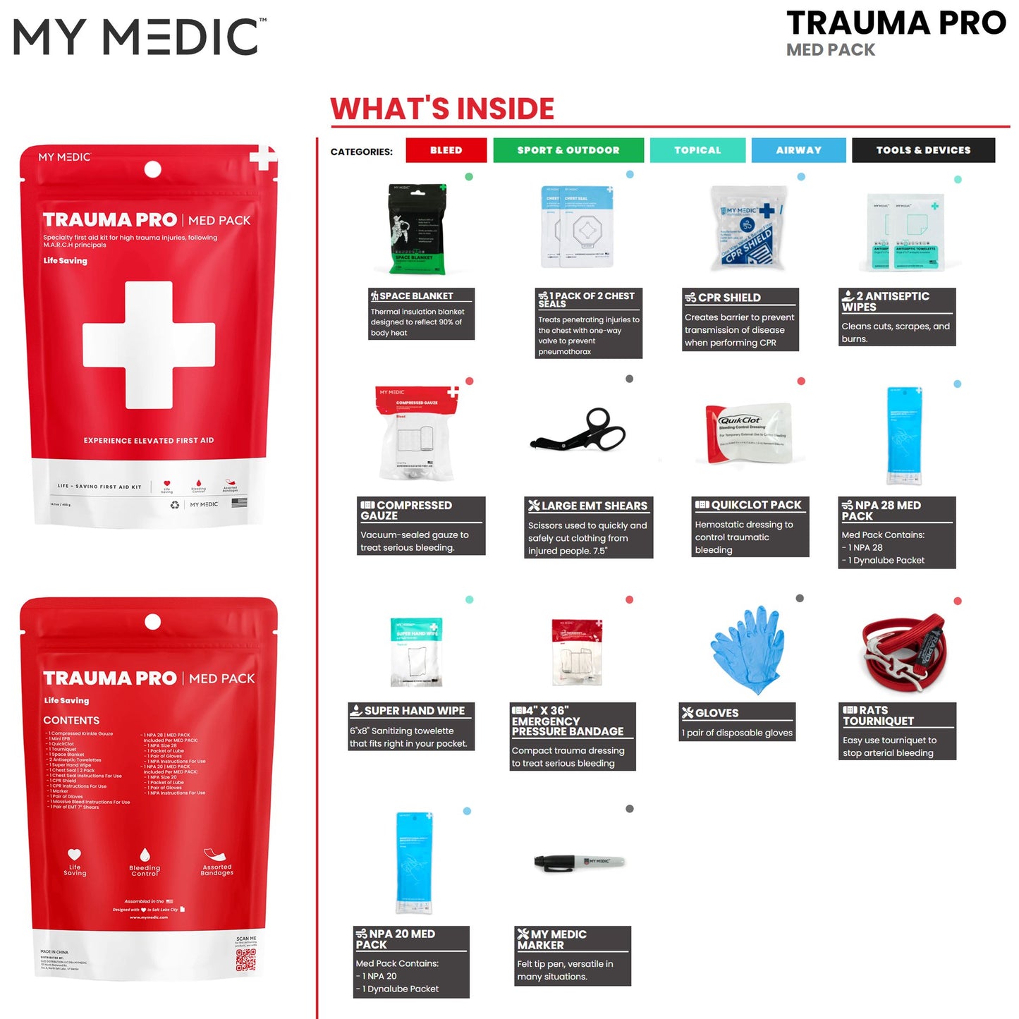 My Medic™ MED PACKS Trauma Pro First Aid Medical Pack Pouch (1234470_EA)