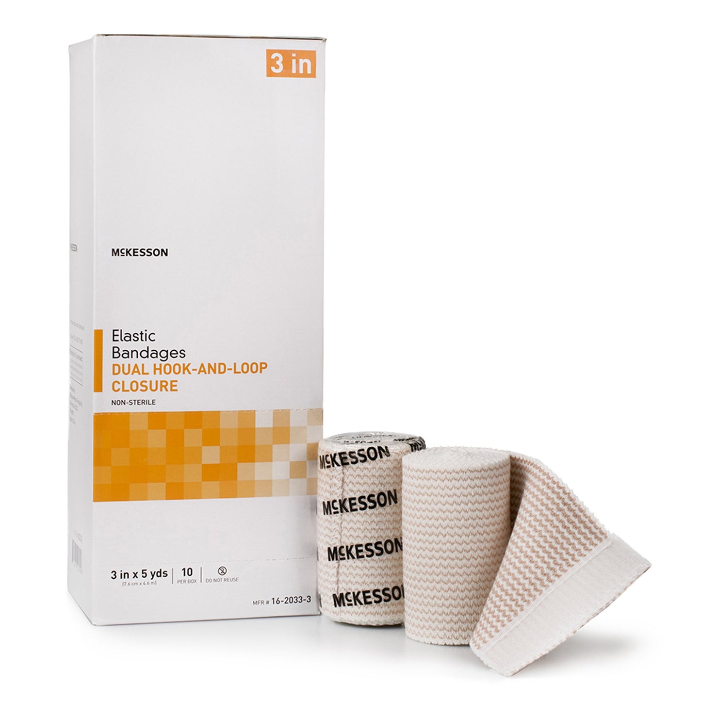 McKesson Elastic Bandage 3 Inch X 5 Yard Double Hook and Loop Closure Tan NonSterile Standard Compression (1086528_RL)