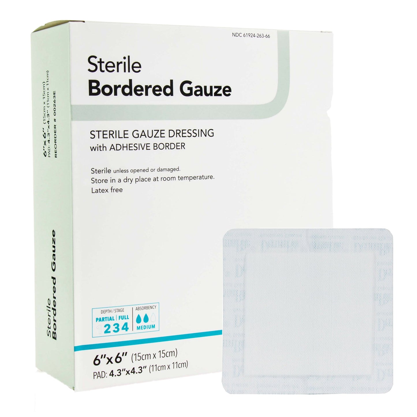 DermaRite® Bordered Gauze Island Dressing 6 X 6 Inch Square Sterile (883073_BX)