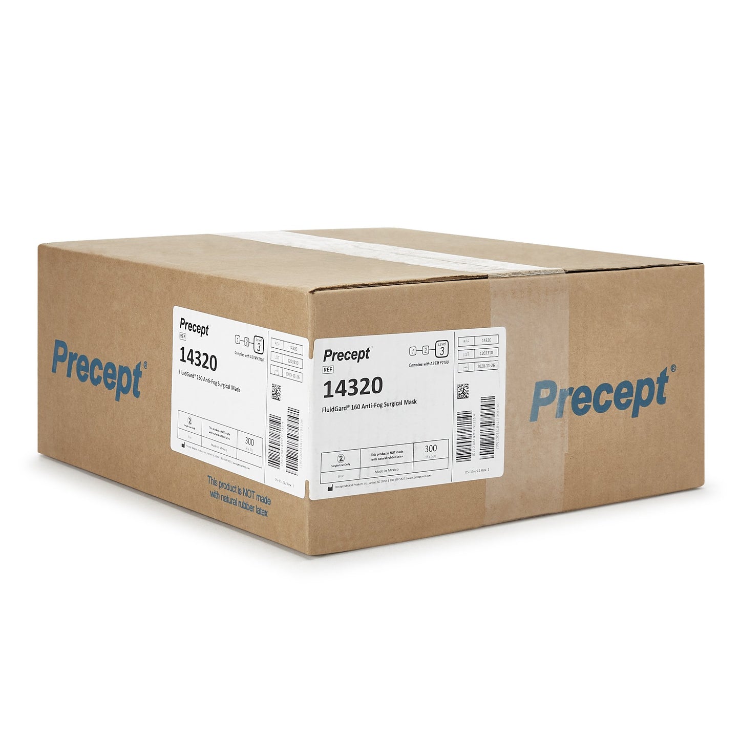 Precept® FluidGard® 160 Surgical Mask Anti-fog Foam ASTM Level 3 Tie Closure One Size Fits Most (1175042_CS)