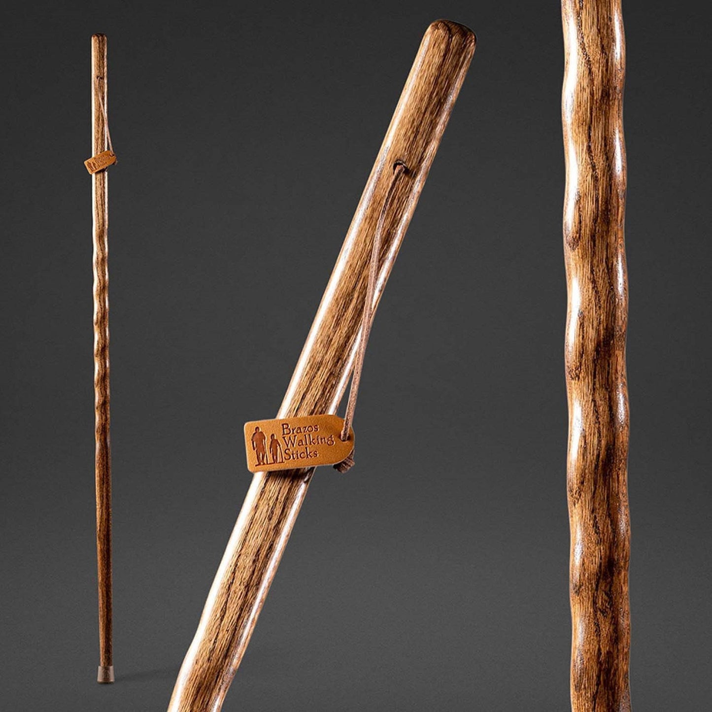 Brazos™ Twisted HitchHiker Walking Stick Wood 58 Inch Height Brown Oak (1229045_EA)
