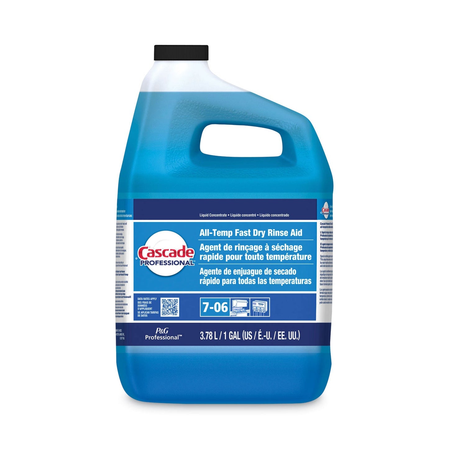 Cascade Professional Fast Dry All-Temp Rinse Aid, Unscented, 1 gal Bottle, 2/Carton (PPL71186)