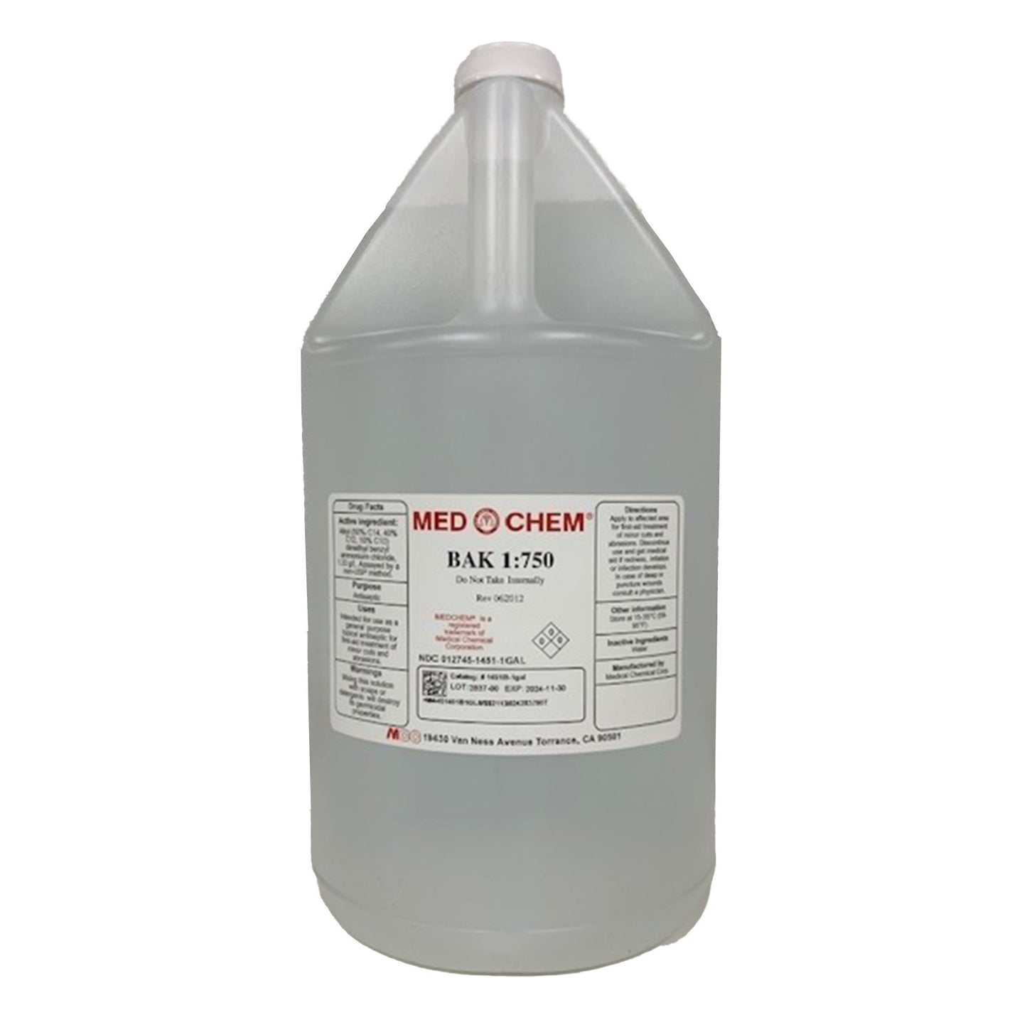 BAK 1:750 Antiseptic BZK (Benzalkonium Chloride) Topical Liquid 1 gal. Bottle (181934_GL)