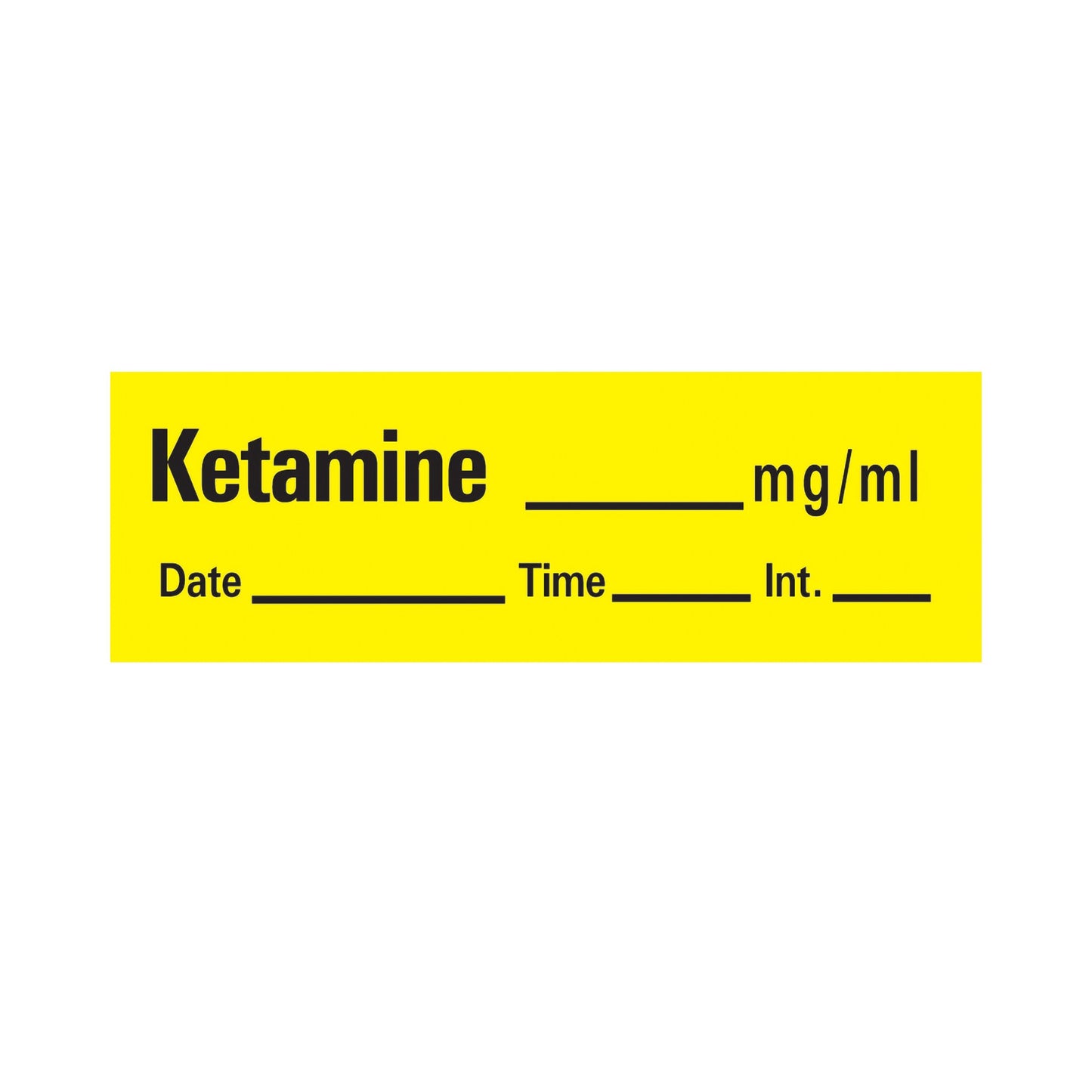 Timemed Drug Label Anesthesia Label Tape Ketamine_mg/mL Date_Time_Int Yellow 1/2 X 1-1/2 Inch (184625_RL)