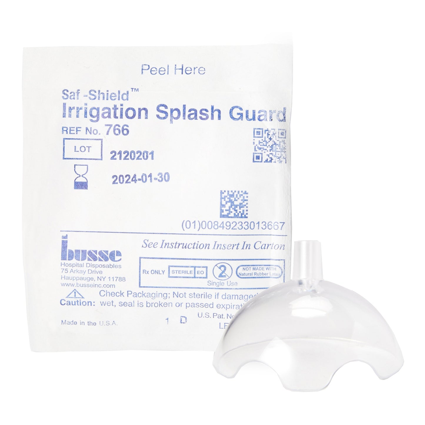 Saf-Shield* Irrigation Splash Guard 2 Exit Portals, Clear, Plastic, Angled Inlet, Sterile (455907_CS)