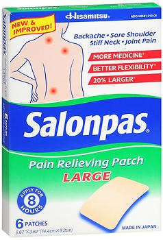 Salonpas® Topical Pain Relief 3.1% - 6% - 10% Strength Camphor / Menthol / Methyl Salicylate Patch 6 per Box (1034316_BX)