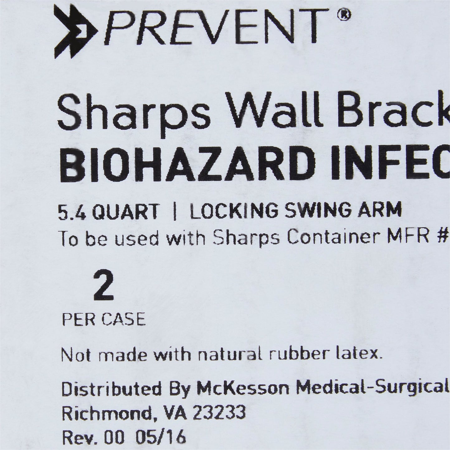McKesson Prevent® Sharps Container Bracket Plastic Wall Mount Locking (1011864_CS)