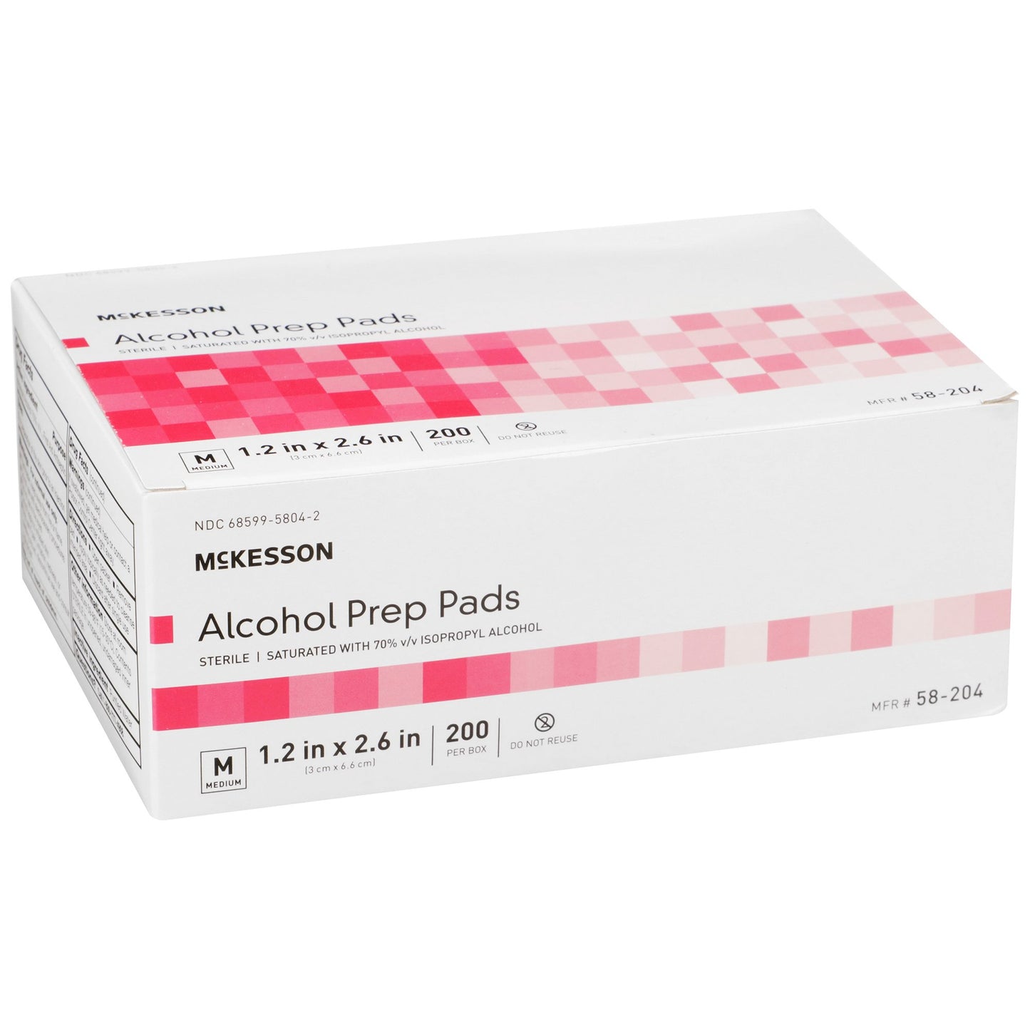 McKesson Alcohol Prep Pad 70% Strength Isopropyl Alcohol Individual Packet Medium Sterile (191089_CS)