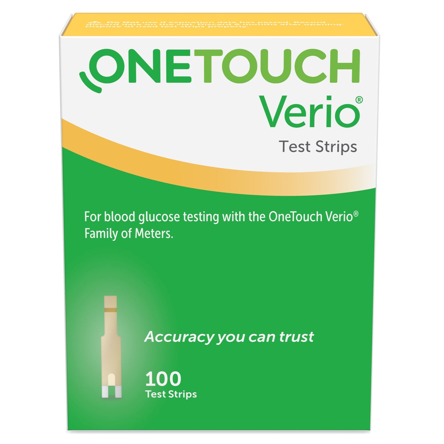 OneTouch® Verio® Blood Glucose Test Strips 100 Strips per Pack (1076324_BX)