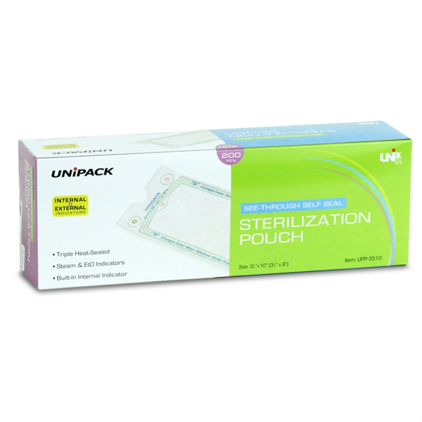 UniPack Sterilization Pouch Ethylene Oxide (EO) Gas / Steam 10 X 15 Inch Transparent Blue / White Self Seal Paper / Film (1254815_BX)