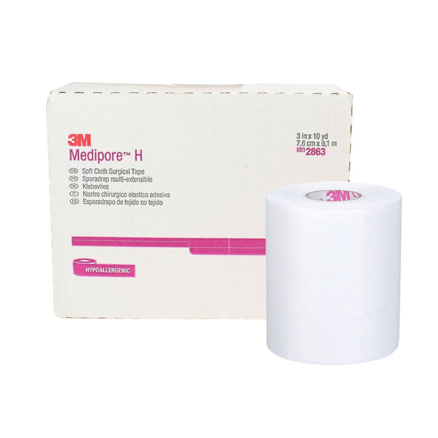 3M™ Medipore™ H Perforated Medical Tape White 3 Inch X 10 Yard Soft Cloth NonSterile (324082_CS)