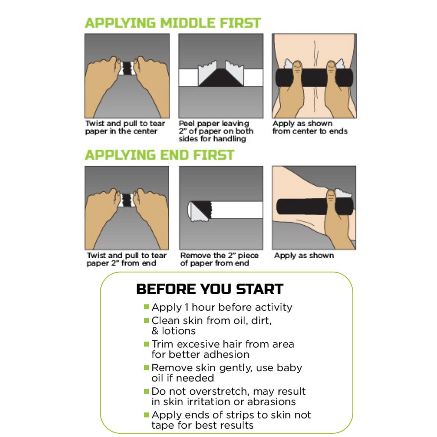 Green Drop™ Kinesiology Tape Black 2 X 10 Inch Nylon / Polyester / Spandex NonSterile (1230639_BX)