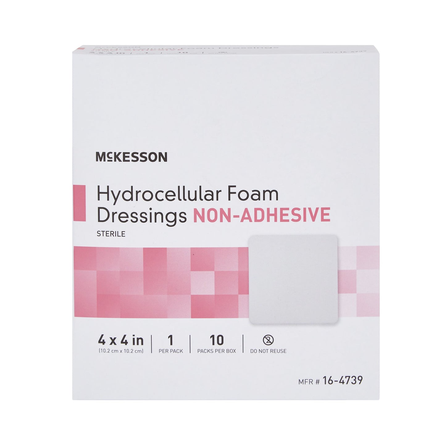 McKesson Foam Dressing 4 X 4 Inch Without Border Film Backing Nonadhesive Square Sterile (1138304_BX)