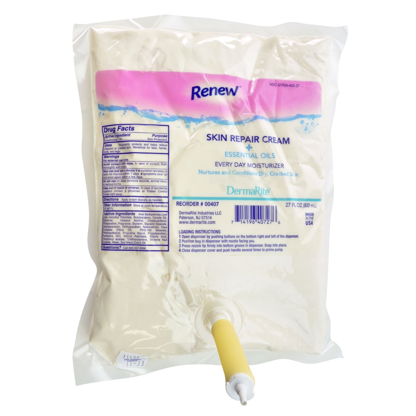 Renew™ Skin Repair Skin Protectant 800 mL Dispenser Refill Bag Scented Cream (843950_EA)