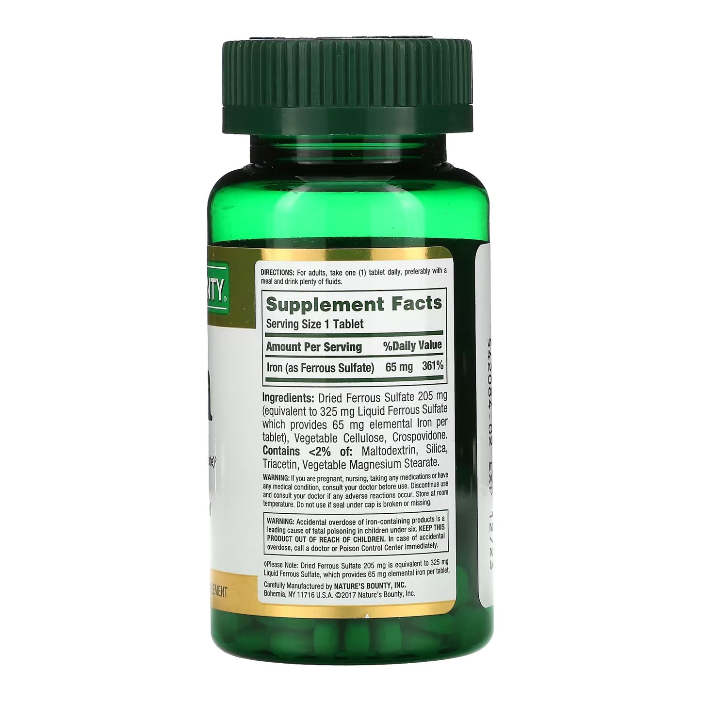Nature's Bounty® Mineral Supplement Iron 65 mg Strength Tablet 100 per Bottle (861286_BT)