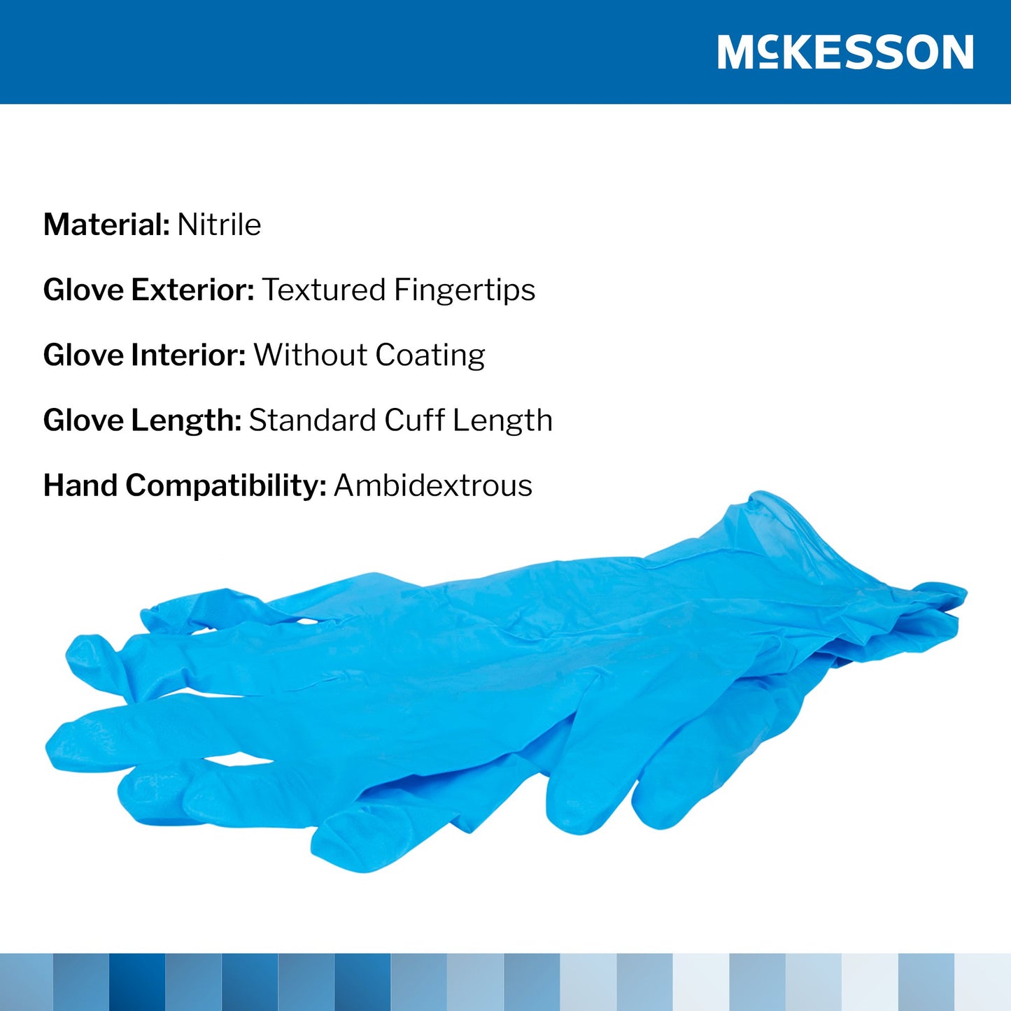 McKesson Confiderm® 3.8 Exam Glove Large NonSterile Nitrile Standard Cuff Length Textured Fingertips Blue Not Rated (921613_BX)
