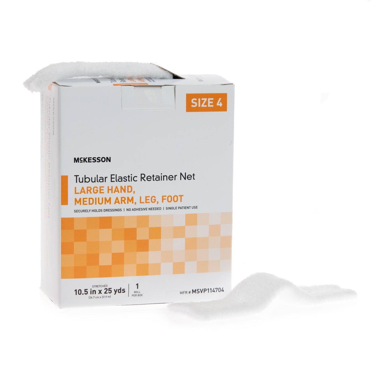 McKesson Elastic Net Retainer Dressing Tubular Elastic 10-1/2 Inch X 25 Yard (26.7 cm X 22.9 m) Size 4 White Large Hand / Medium Arm / Leg / Foot NonSterile (1113348_CS)