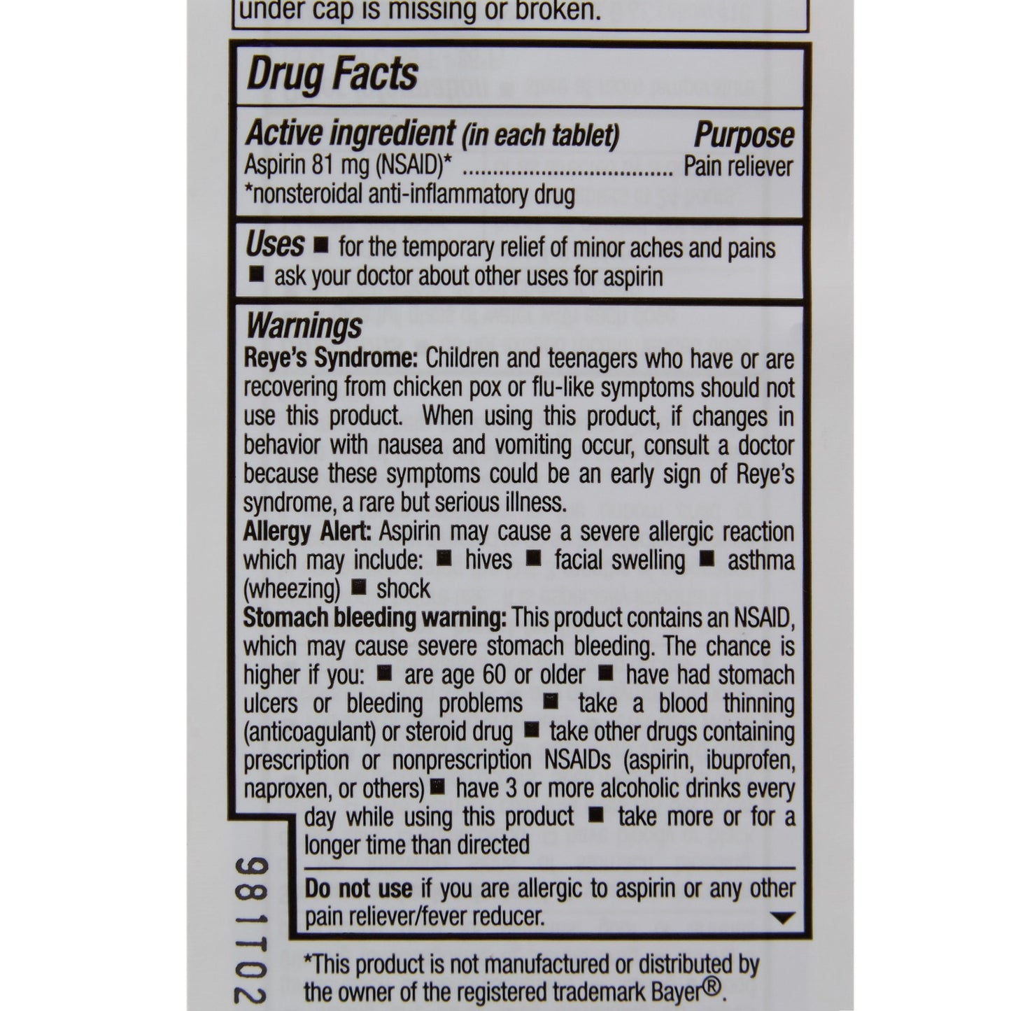HEALTHSTAR® Pain Relief 81 mg Strength Aspirin Tablet 120 per Bottle (1043633_BT)