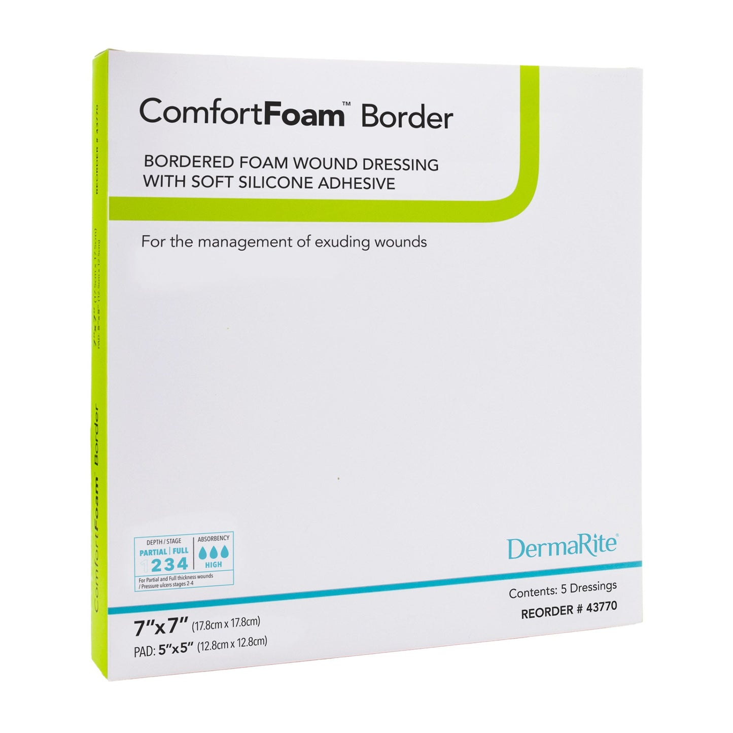 ComfortFoam™ Border Foam Dressing 7 X 7 Inch With Border Waterproof Backing Silicone Adhesive Square Sterile (946496_BX)