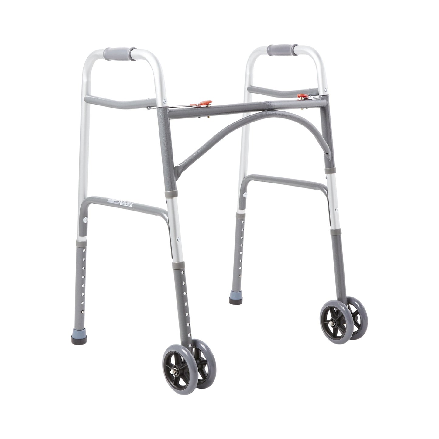 McKesson Bariatric Dual Release Folding Walker with Wheels Adjustable Height Steel Frame 500 lbs. Weight Capacity 32 to 39 Inch Height (1065261_CS)