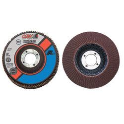 CGW Abrasives Flap Disc, A3 Aluminum Oxide, Regular, 4-1/2 in dia, 40 Grit, 5/8 in-11, 13300 rpm, Type 27 (421-39412)