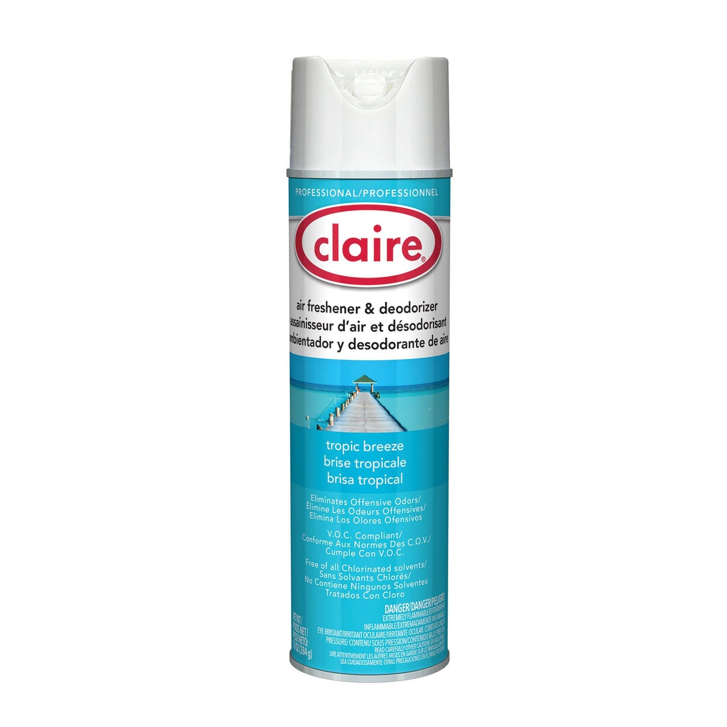 Claire Aerosol Air Freshener and Deodorizer, Tropic Breeze, 10 oz Aerosol Spray, 12 Cans (CGC165)