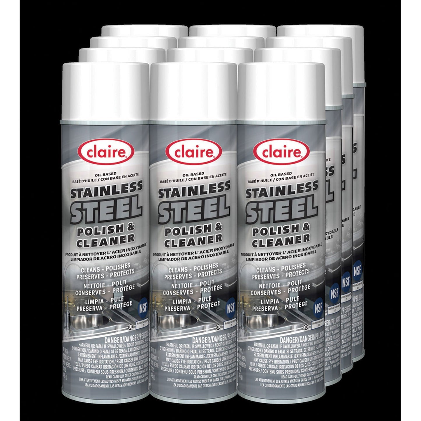 Claire Stainless Steel Polish and Cleaner, Lemon Scent, 15 oz Aerosol Spray (CGC841EA)