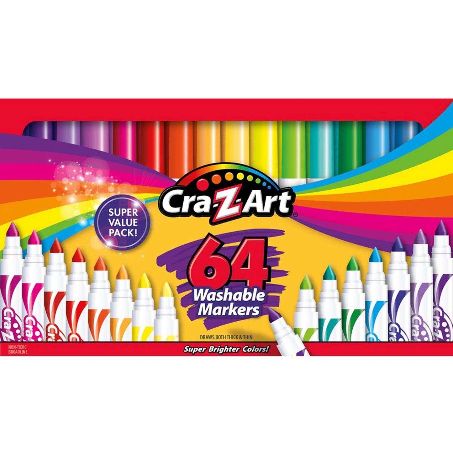 Cra-Z-Art Markers, Broadline, Washable, 64 Colors, 4Bx, Ast (CZA013424)