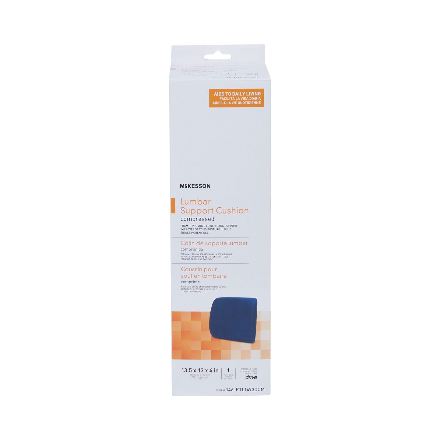 McKesson Lumbar Support Cushion 13-2/5 W X 13 L X 4 D Inch Foam (1103379_EA)