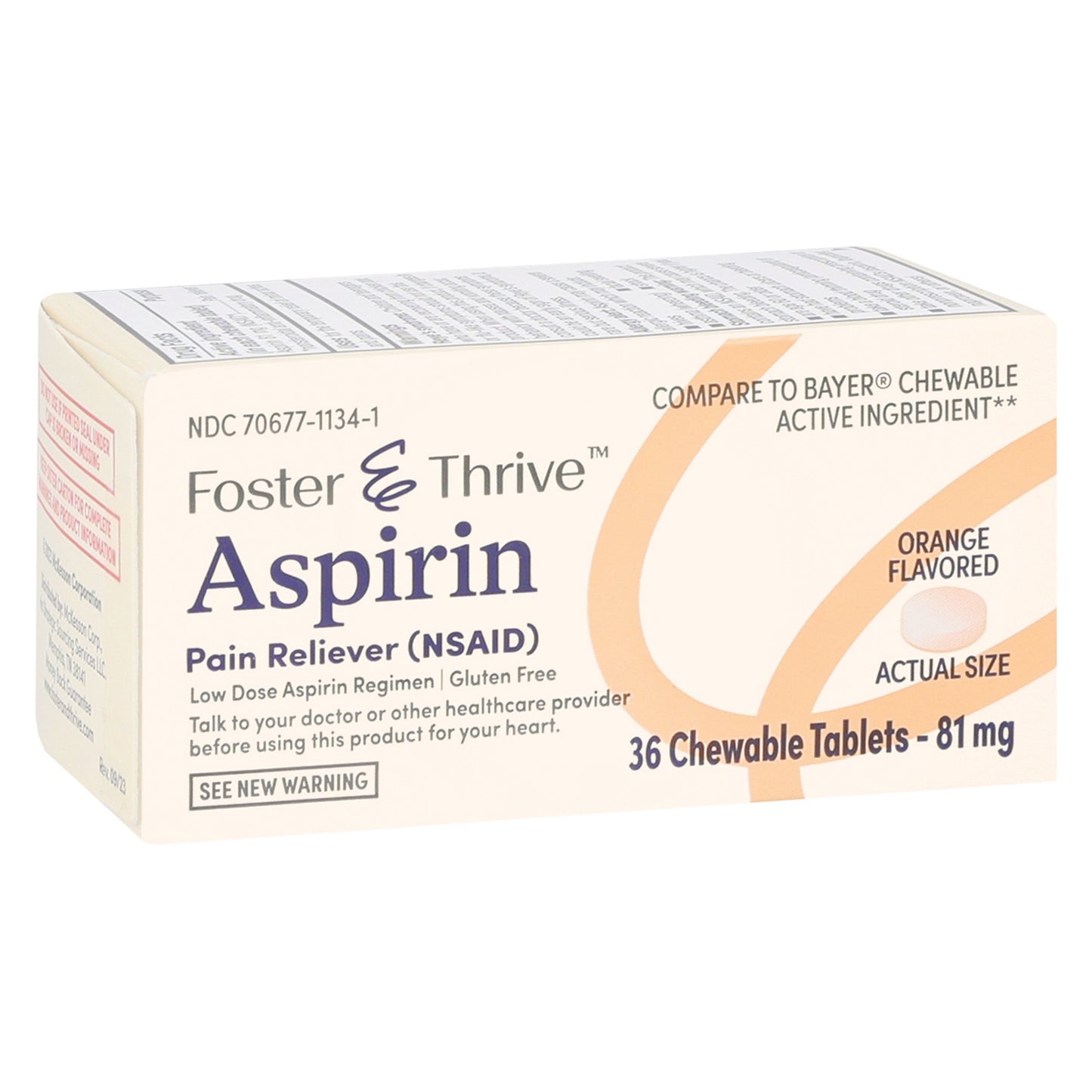 Foster & Thrive™ Pain Relief 81 mg Strength Aspirin Chewable Tablet 36 per Box (1238924_BX)
