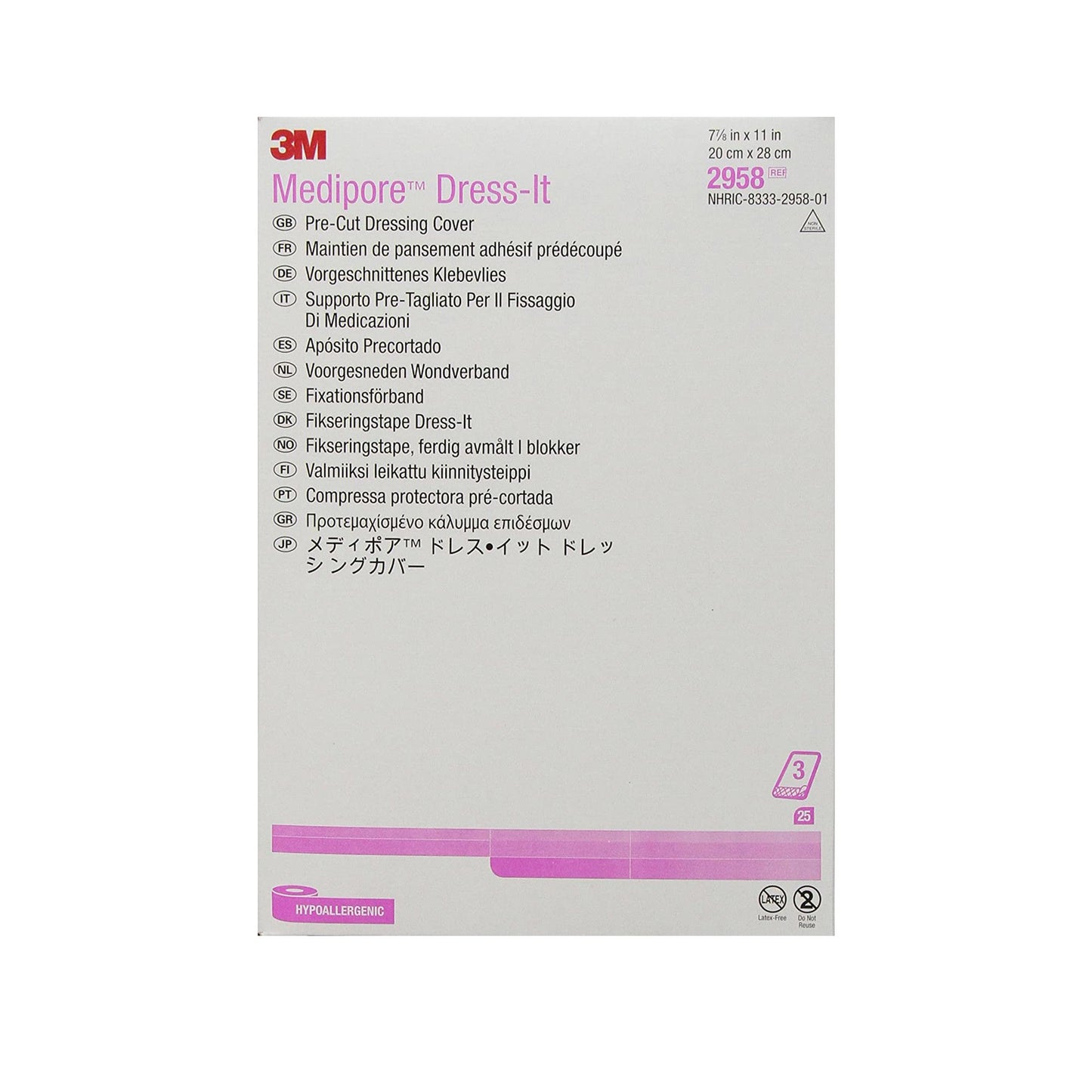3M™ Medipore™ Dress-It Dressing Retention Tape with Liner White 7-7/8 X 11 Inch Soft Cloth NonSterile (683385_BX)