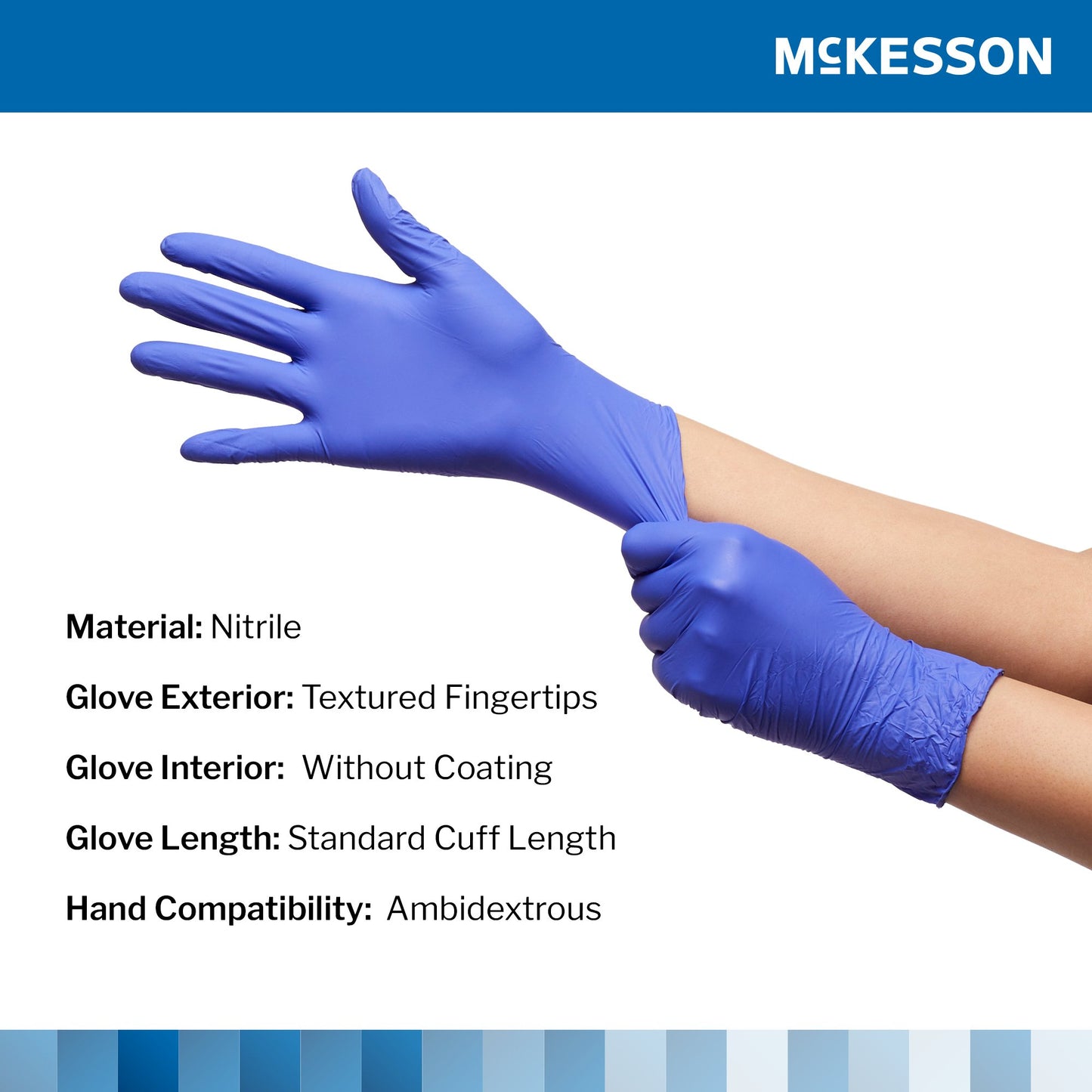 McKesson Confiderm® 3.0 Exam Glove X-Large NonSterile Nitrile Standard Cuff Length Textured Fingertips Blue Not Rated (957804_BX)