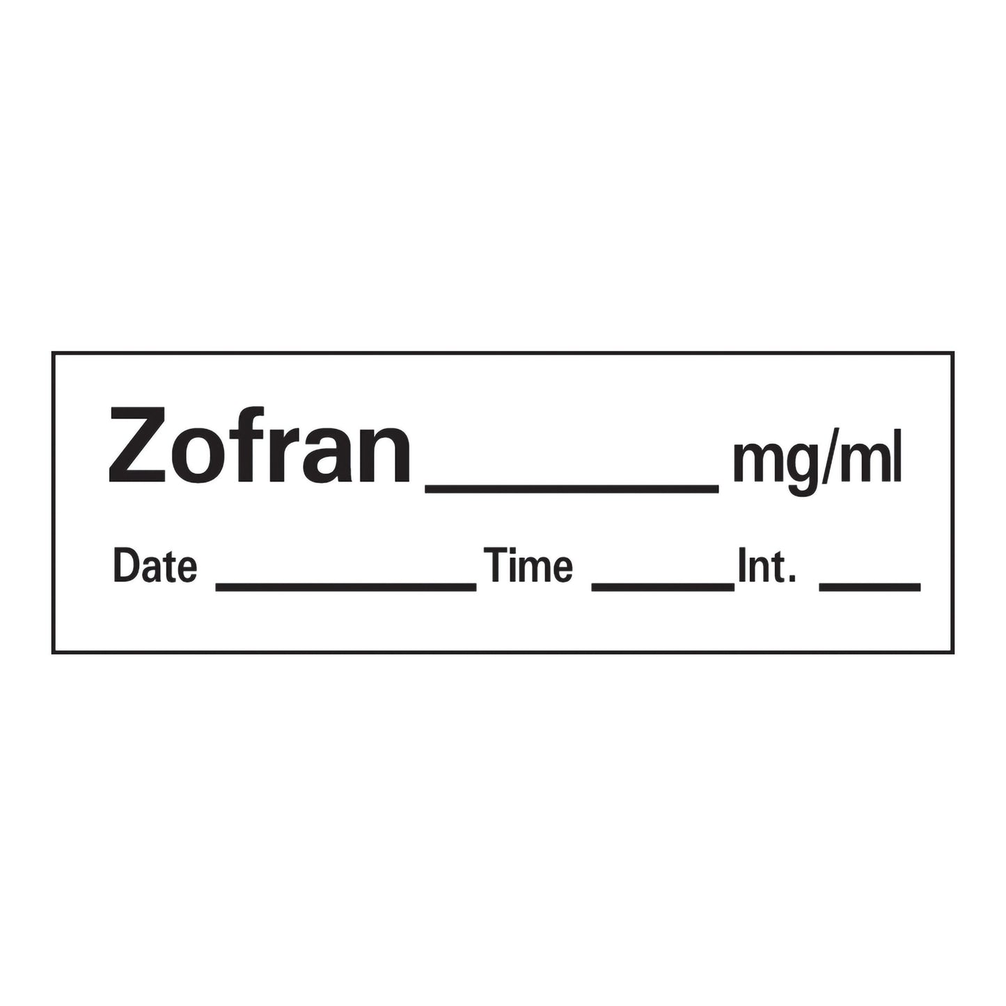 Barkley® Drug Label Anesthesia Label Tape Zofran_mg/mL Date_Time_Int_ White 1/2 X 1-1/2 Inch (491538_RL)